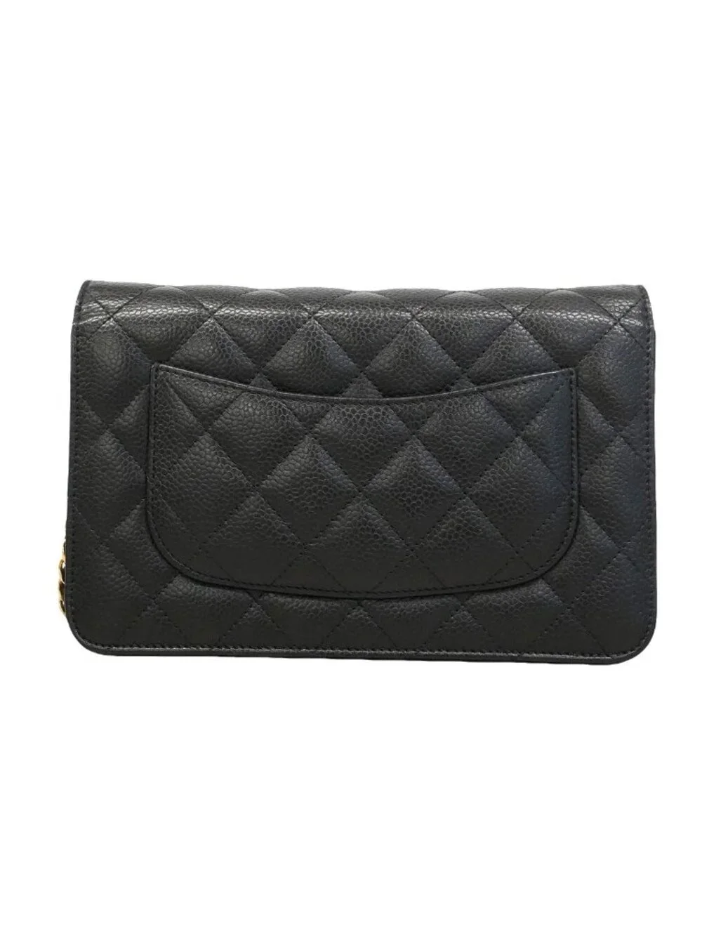 Chanel Wallet on Chain Quilted Caviar Leather Black Gold Shoulder Bag